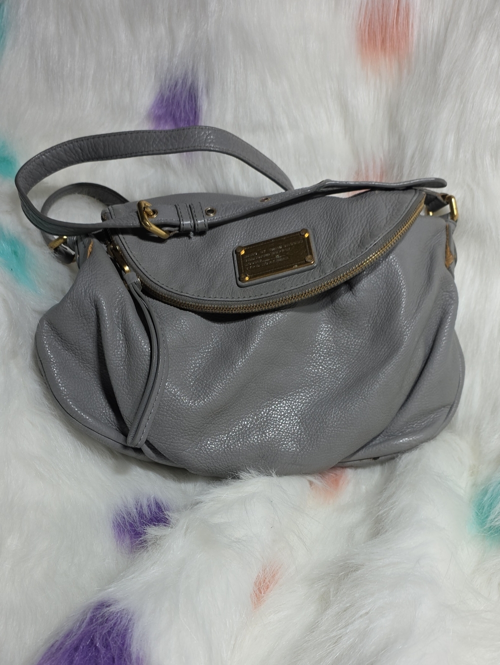 Marc Jacobs Gray Women's Leather Crossbody Bag with Gold Hardware